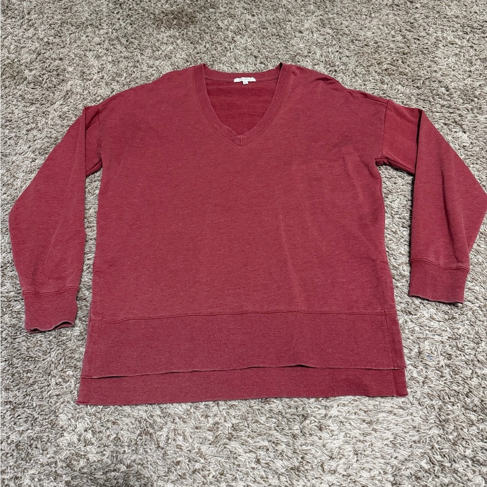 Z Supply V-Neck Sweater in Deep Red